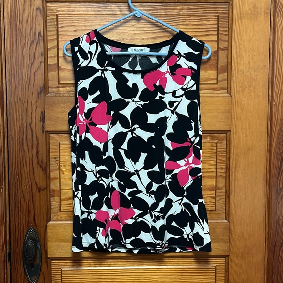 Jones Studio Separates size large black, pink and white leaf pattern - Picture 1 of 6